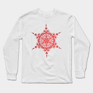 Festive Merry and Bright Red Snowflake - Christmas Holiday Season Long Sleeve T-Shirt